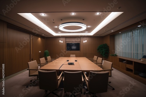 smart lighting solution for conference room, with individual lights for each person and automatic dimming when not in use, created with generative ai © altitudevisual