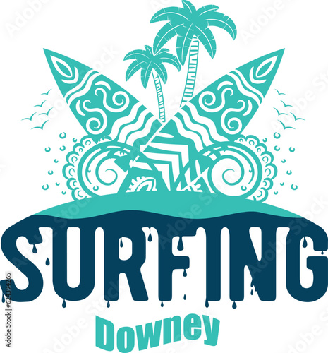 Downey US cities t-shirt designs. Vector illustration. T-Shirt Design United States Of America