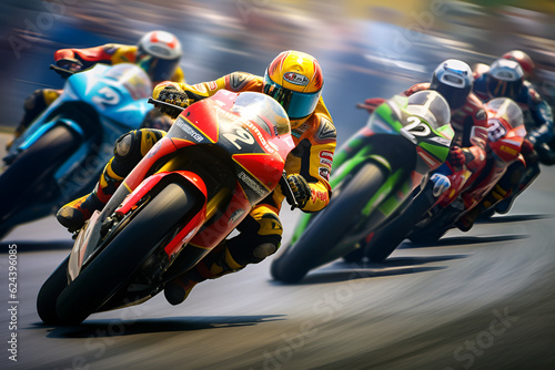 Motorcycle racing on the track - Generative AI