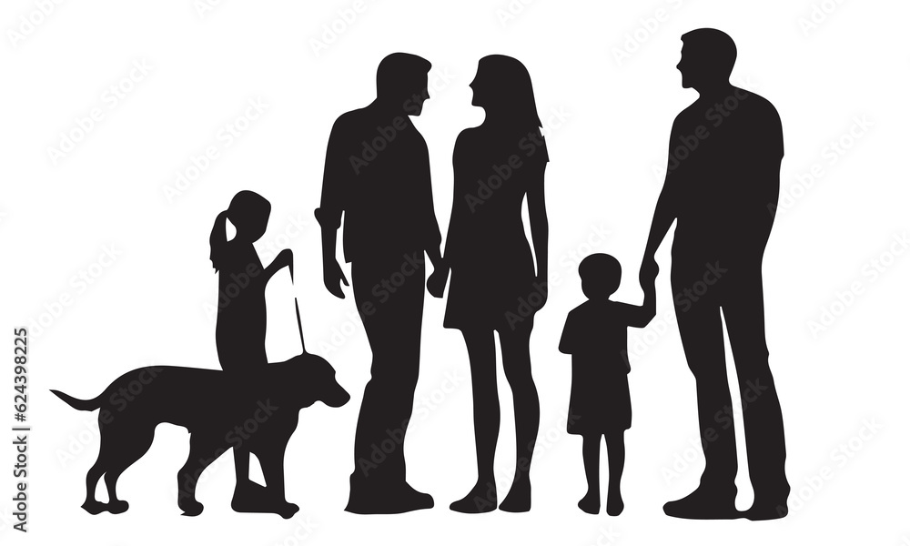 Set of silhouette family with silhouette animal Vector. Black family vector illustration. Set of silhouette family with silhouette animal Vector. Black family vector illustration.