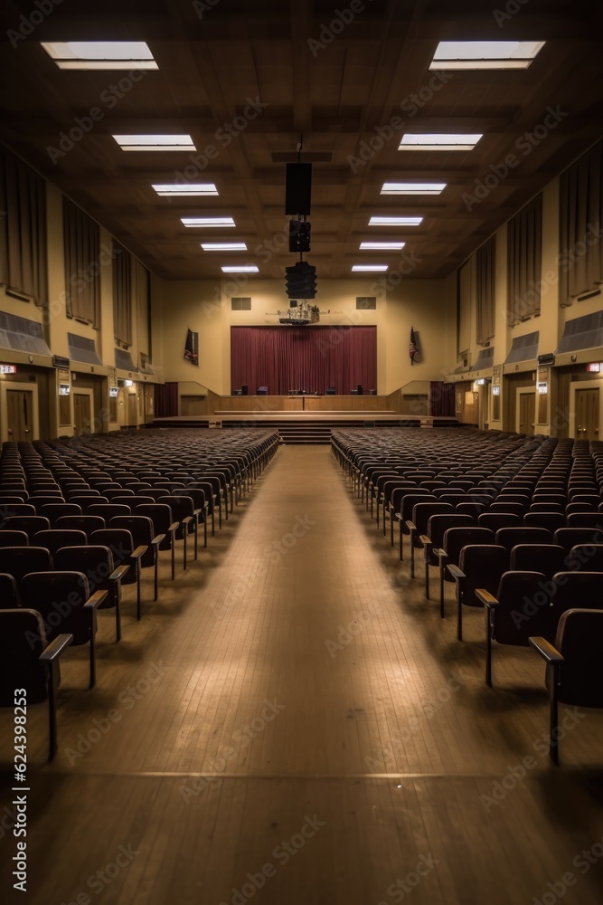 Naklejka premium wide shot of an empty auditorium before the event, created with generative ai