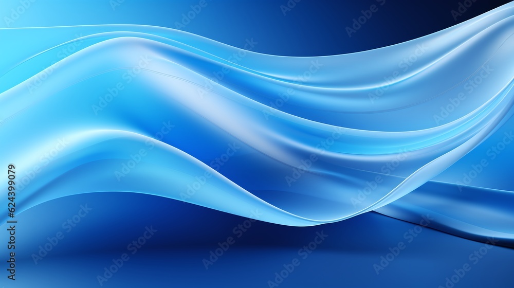 Obraz premium Abstract wavy blue background, 3d wallpaper. AI Generative