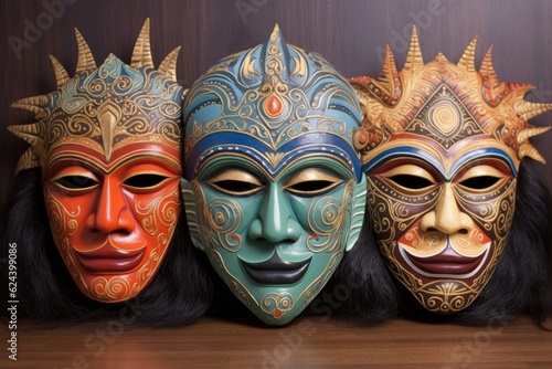 hand-painted traditional balinese masks, created with generative ai