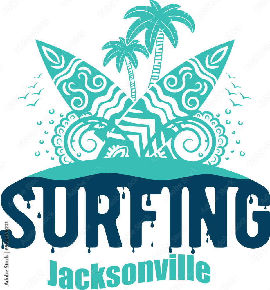 Naklejka premium Jacksonville US cities t-shirt designs. Vector illustration. T-Shirt Design United States Of America