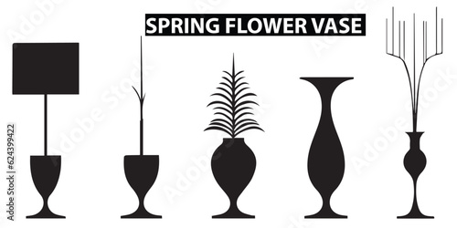 Illustration of a spring flower vase vector illustration. Black spring flower vase vector with flower.
