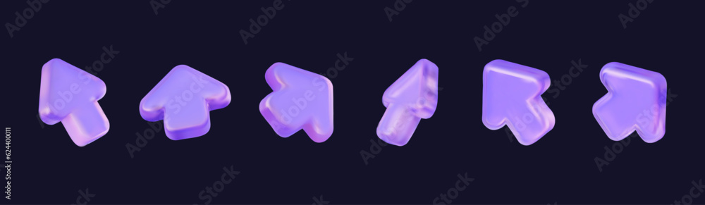 Set 3d mouse arrow, click cursor. Computer interface. In cartoon holographic style. Vector illustration. Set 3d mouse arrow, click cursor. Computer interface. In cartoon holographic style. Vector illustration.