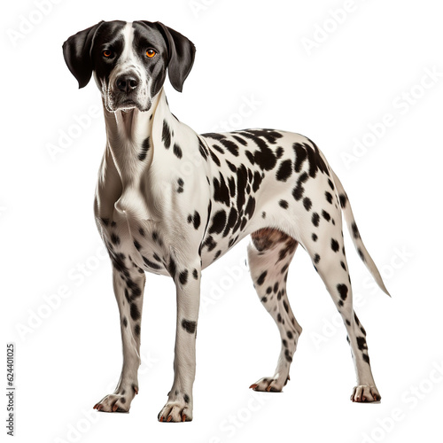 Studio portrait of dolmatian a white isolated backdrop photo