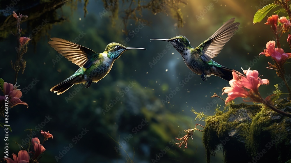 Beautiful colorful little Hummingbird flying AI generated image Beautiful colorful little Hummingbird flying AI generated image