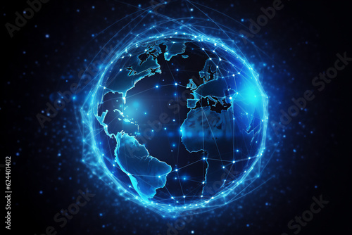 Wallpaper Mural Planet earth surrounded by a network that symbolizes internet connection. high data, hyper high detail realistic concept.Generative AI, illustration Torontodigital.ca
