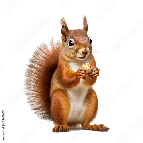 Studio portrait of squirrel a white isolated backdrop