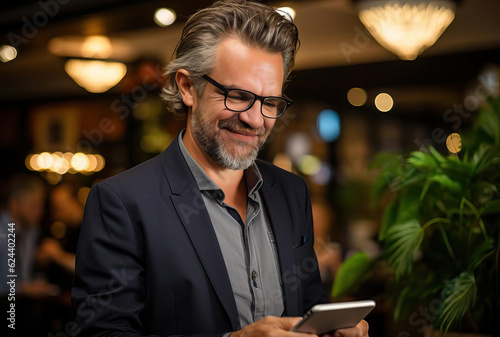 Attractive businessman usin...