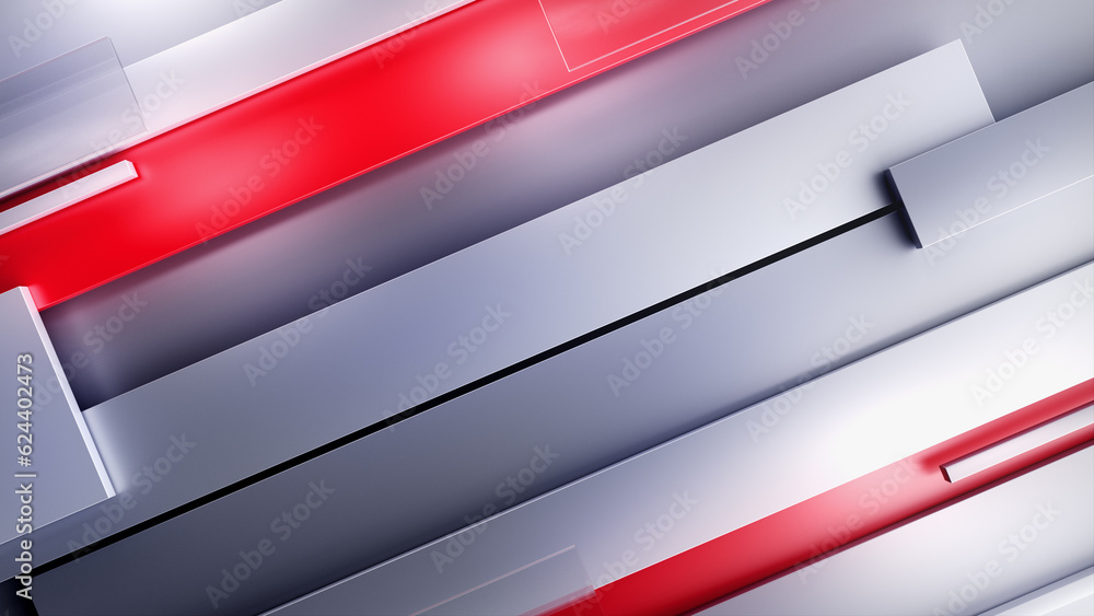 News background with red and blue lines. TV news show 16:9 widescreen ratio widescreen template 3D illustration - obrazy, fototapety, plakaty 