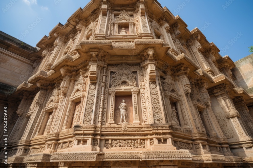 constructed of fine stone, intricately carved detail on a historic building, created with generative ai