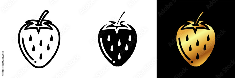 Fototapeta premium The Strawberry icon represents a small, juicy, and vibrant red fruit known for its sweet and tangy flavor. 