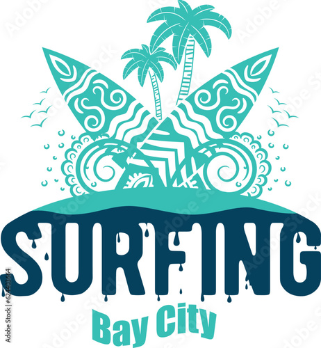 Summer surfing T-shirt design. Summer t-shirt design vector. For t-shirt print and other uses