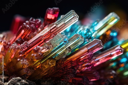 Close-up of mineral natural crystals. photo