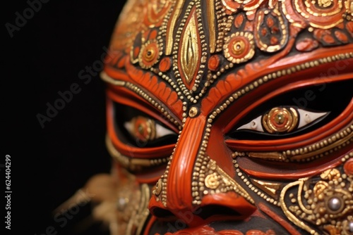 beautifully decorated balinese mask close-up, created with generative ai © altitudevisual