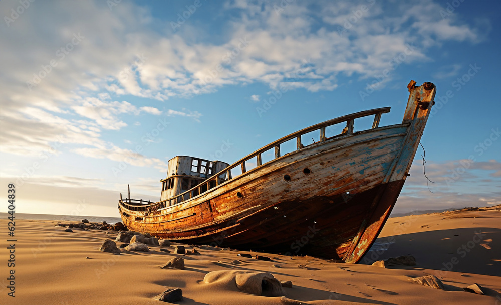 A shipwreck in the Skeleton coast of Namibia