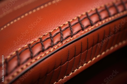 close-up of leather saddle stitching details, created with generative ai © altitudevisual