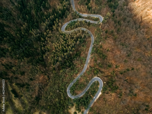 serpentine road aerial view