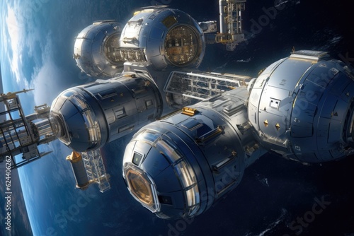 expandable space habitat modules in orbit, created with generative ai