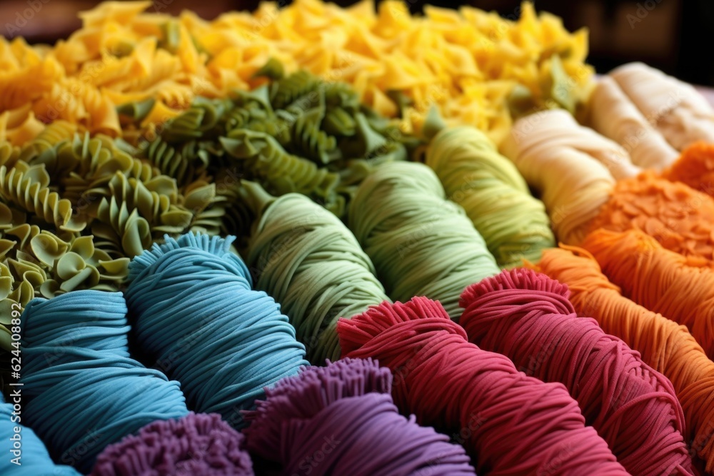 Obraz premium colorful assortment of homemade pasta varieties, created with generative ai