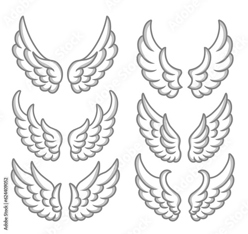 Vector set of cute angel wings illustration design