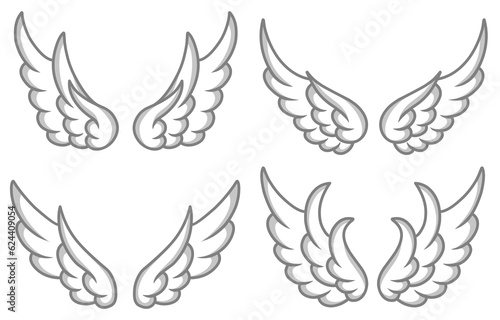 Vector set of cute angel wings illustration design 