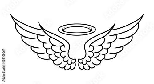 vector angel wings line art style