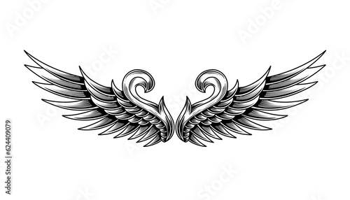 vector angel wings tribal tattoo