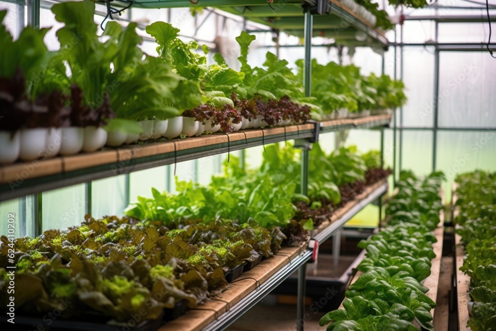 nutrient solutions and ph meters on a hydroponic farm, created with generative ai