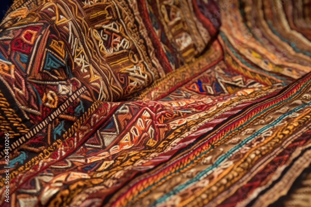 close-up of tightly woven fabric, with intricate patterns visible, created with generative ai close-up of tightly woven fabric, with intricate patterns visible, created with generative ai