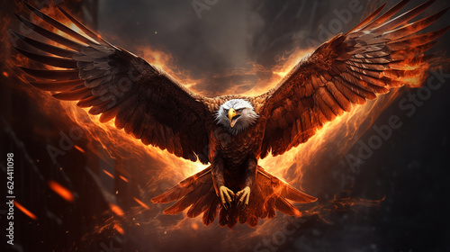 a eagle flying with fire.ai generative © Oleksandr