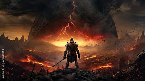 Illustration about Ares, the god of war - AI generated image.