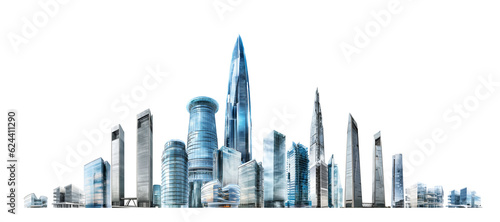 Modern City  financial Downtown  business centre with skyscrapers and office buildings. Illustration made with AI Generative