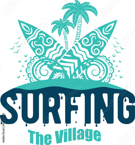 Summer surfing T-shirt design. Summer t-shirt design vector. For t-shirt print and other uses photo