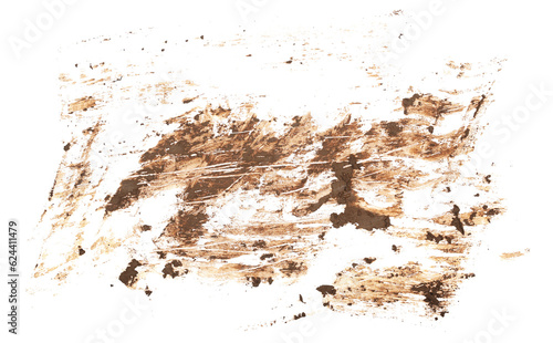 Drops of mud sprayed isolated on white background, with clipping path