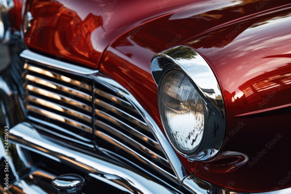 classic car chrome details and shiny exterior, created with generative ai