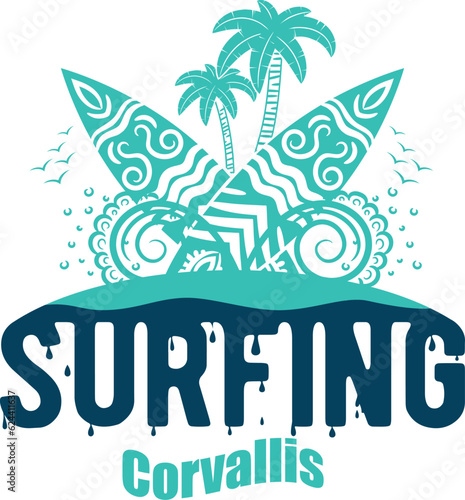 Summer surfing T-shirt design. Summer t-shirt design vector. For t-shirt print and other uses photo