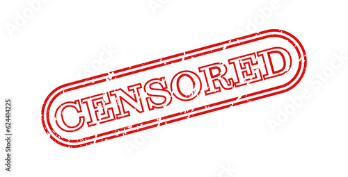 Censored text, retro style rubber stamp text. Line art red vector seal stamp illustration.