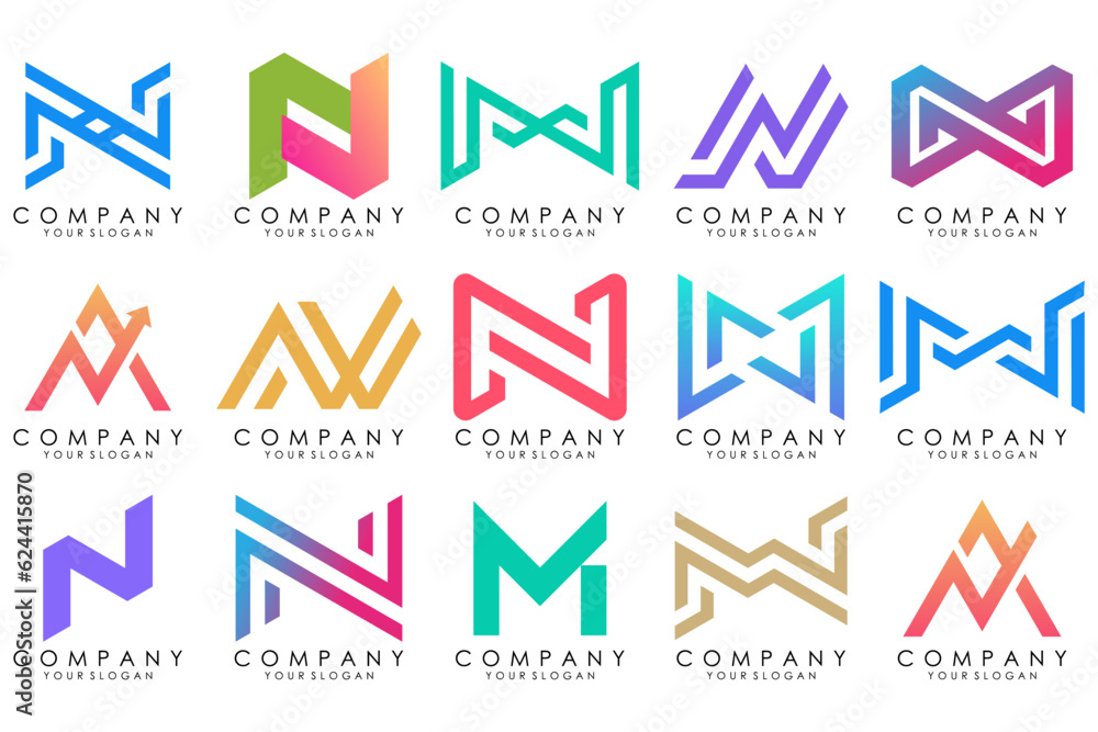 set of Abstract letter N logo design. modern creative logotype monogram icon design inspiration. set of Abstract letter N logo design. modern creative logotype monogram icon design inspiration.