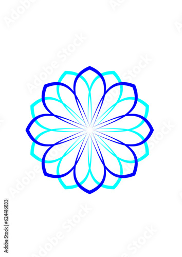 blaue rosette in form einer sternförmigen blüte mit leicht spitz auslaufenden blütenblättern