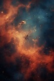 Nebula with stars and multicoloured clouds background, created using generative ai technology