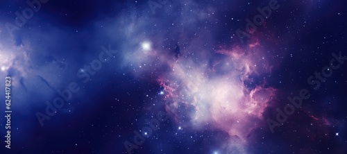 Nebula with stars and multicoloured clouds background, created using generative ai technology