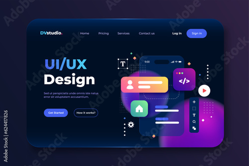 Modern 3d design concept of Ui Design for website and mobile website. Landing page template. Easy to edit and customize. Vector illustration