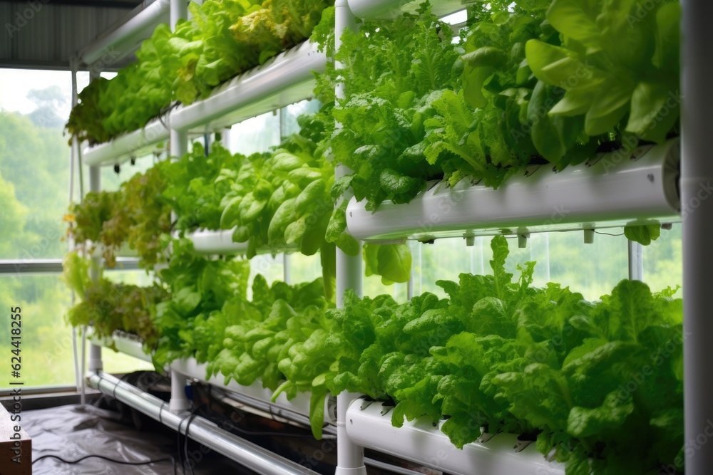 Fototapeta premium automated hydroponic system controlling nutrient levels, created with generative ai