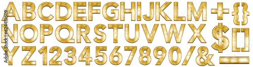 3d gold font letter abc - z