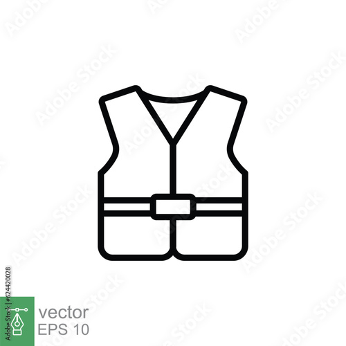 Life vest icon. Simple outline style. Safety jacket, water transportation security guard equipment concept. Thin line symbol. Vector illustration isolated on white background. EPS 10.