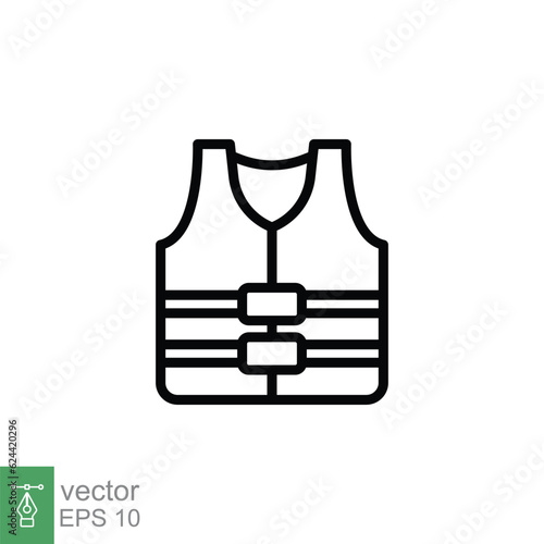 Life vest icon. Simple outline style. Safety jacket, water transportation security guard equipment concept. Thin line symbol. Vector illustration isolated on white background. EPS 10.