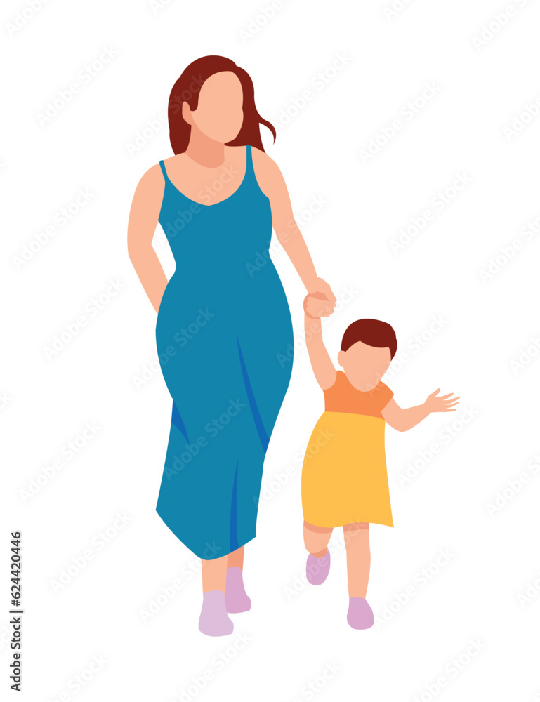 Cartoon happy family mother holding Cartoon happy family mother holding